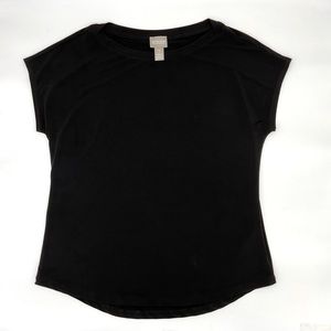 Chico’s Black Cap Sleeve Jersey Knit Top, Medium